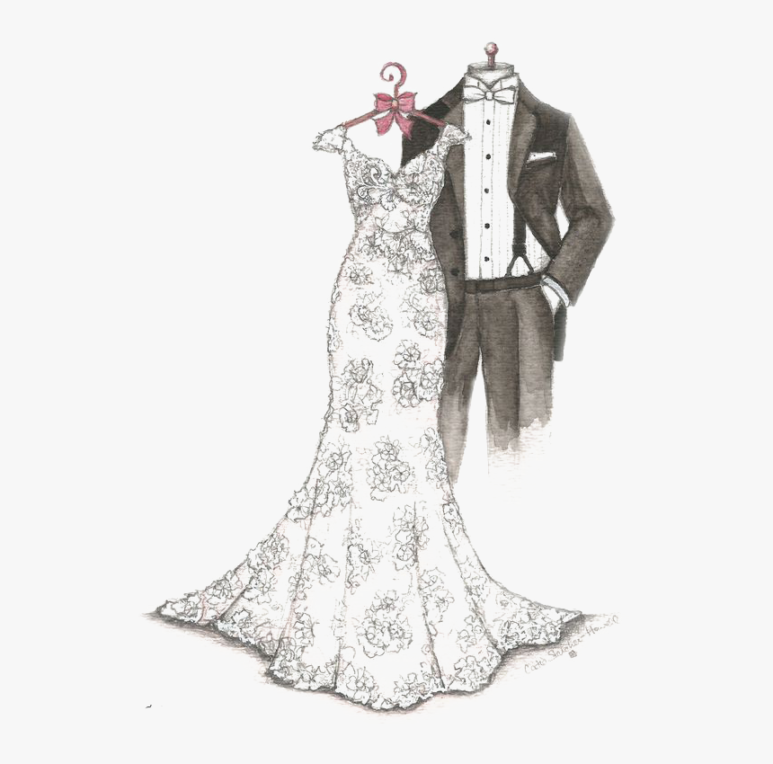 Transparent Prom Dress Clipart - Wedding Dress And Suit Png, Png Download, Free Download