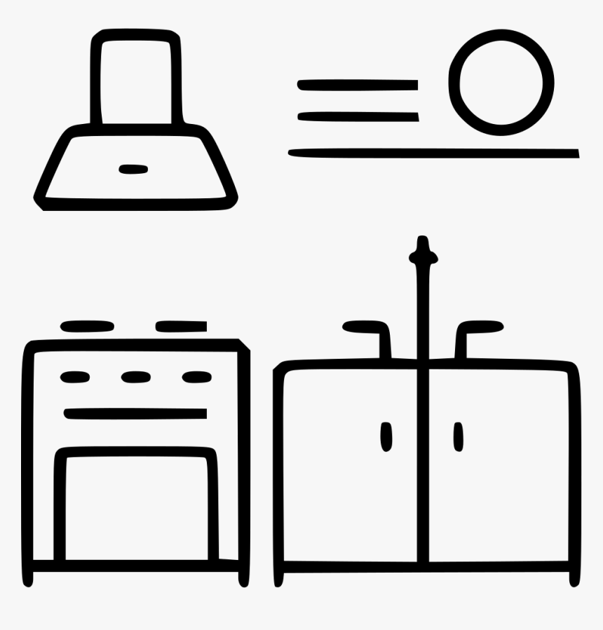Kitchen Interior Equipment Household Project Furniture - Interior Kitchen Line Art, HD Png Download, Free Download