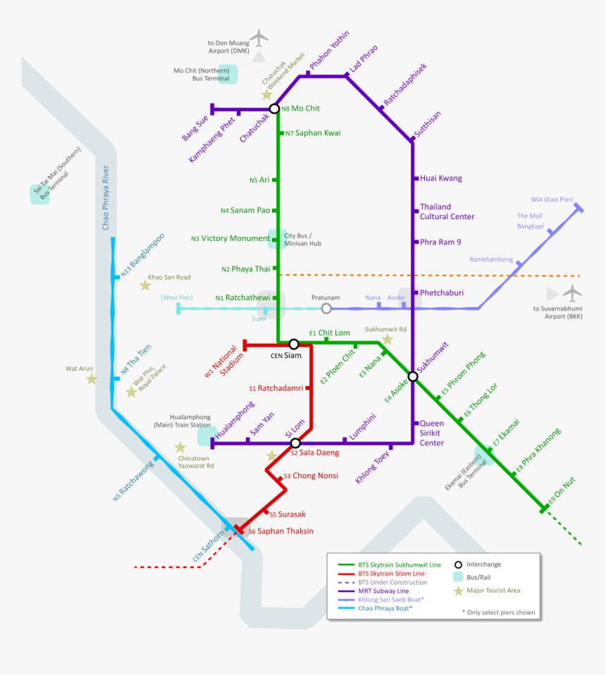 Bangkok Transportation Map Large Map - Bangkok Water Transport Map, HD Png Download, Free Download