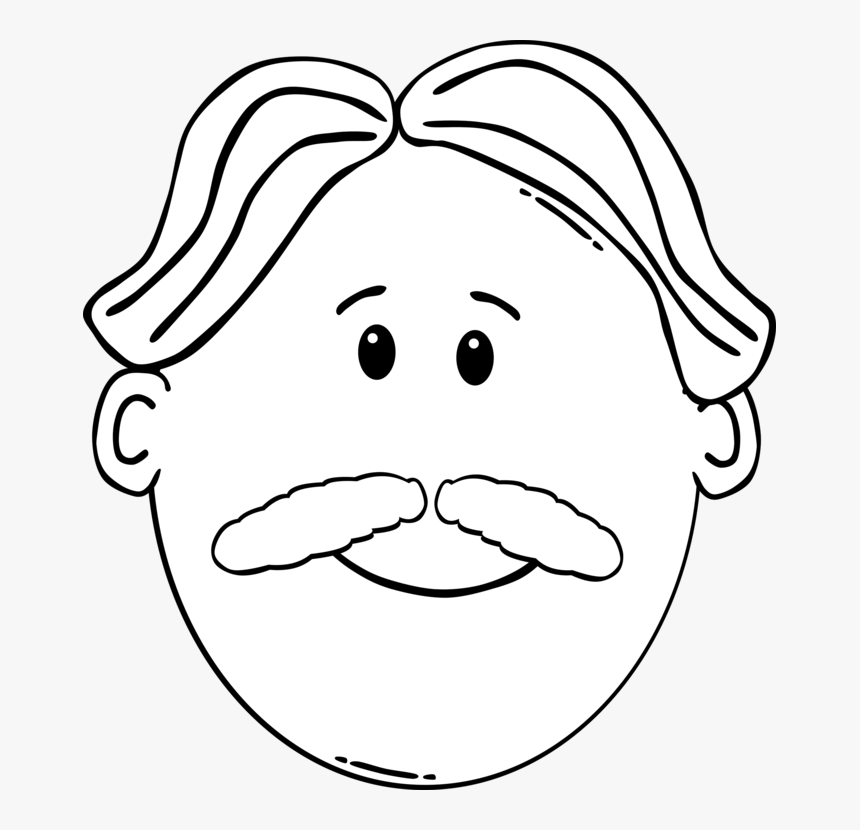 Moustache Coloring Book Man Face - Man Face Clipart, HD Png Download, Free Download