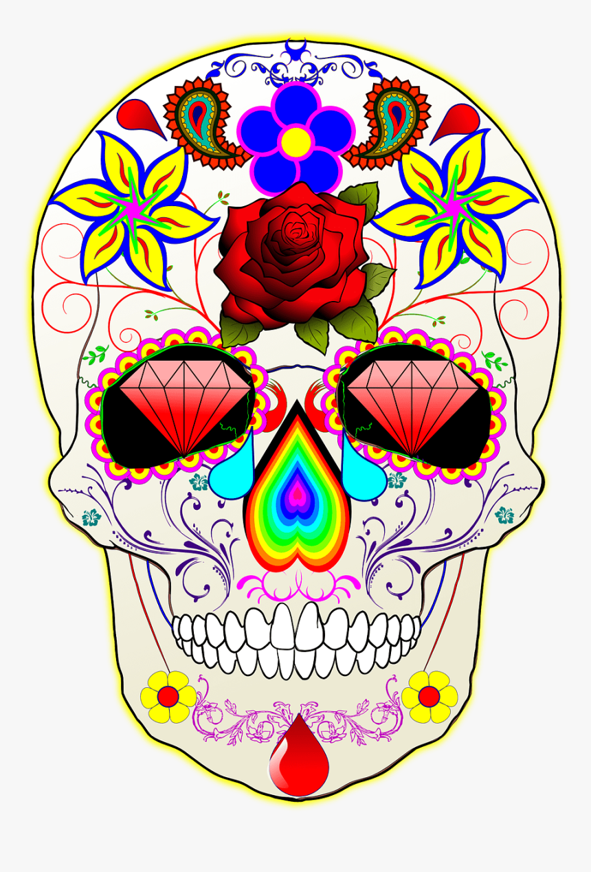 Day Of The Dead Skull On A Paper Plate, HD Png Download, Free Download