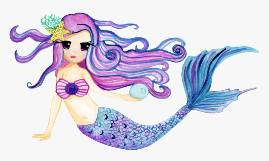 This Graphics Is Hand Drawn Cartoon Mermaid Png Transparent - Mermaid Themed Birthday Party Invites, Png Download, Free Download