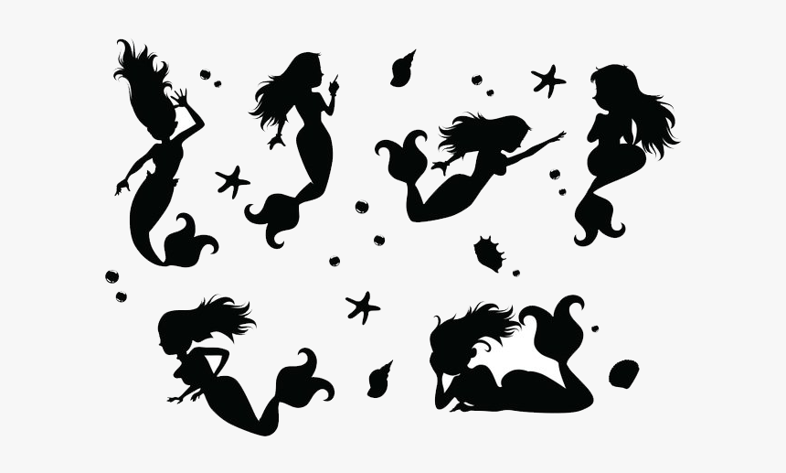Mermaid Silhouette Scalable Vector Graphics - Free Mermaid Svg Files, HD Png Download - kindpng