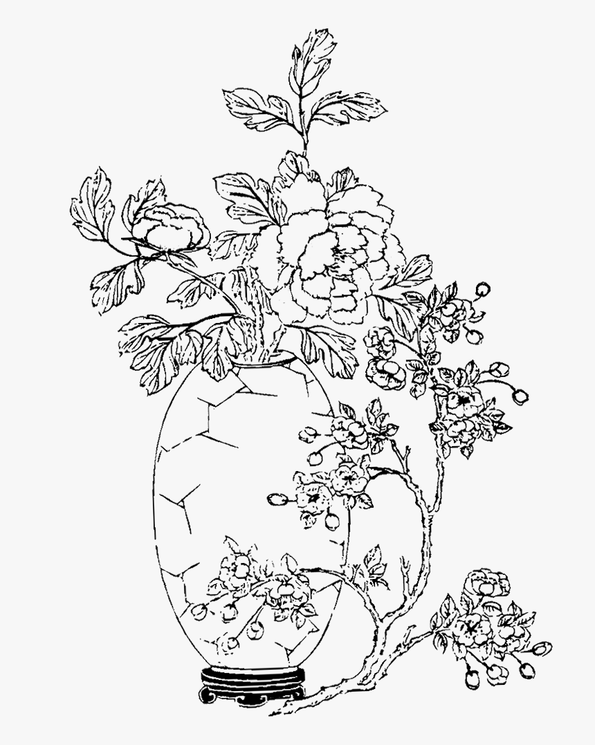 Flower Vase Drawing - Drawing Vase Of Flowers, HD Png Download, Free Download