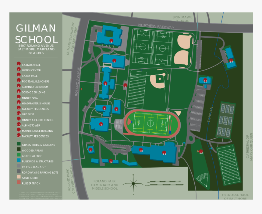 Gilman School Map, HD Png Download, Free Download