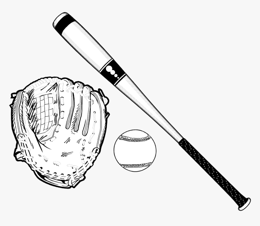 Baseball Black And White Black And White Baseball Clipart - Clip Art Black And White Baseball And Bat, HD Png Download, Free Download