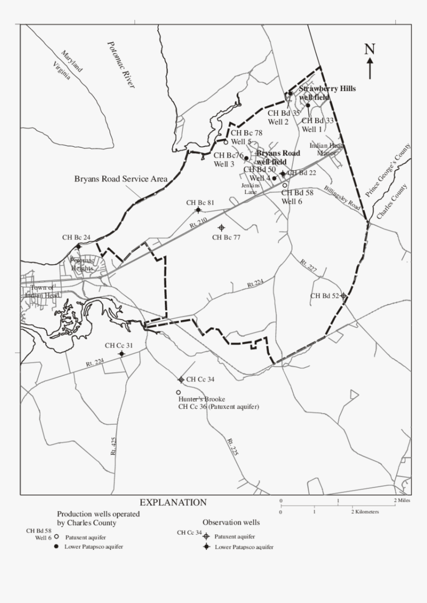 Location Of Production And Observation Wells In The - Map, HD Png Download, Free Download