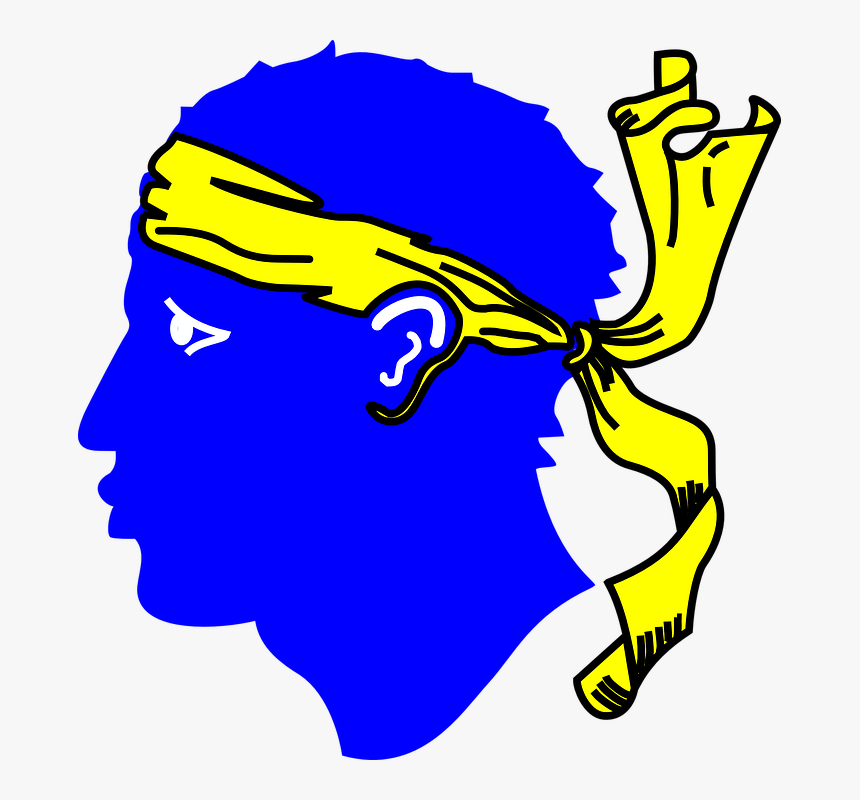 Head, Blue, Yellow, Man, Ribbon, Indian, Corsica - Corsica Flag, HD Png Download, Free Download