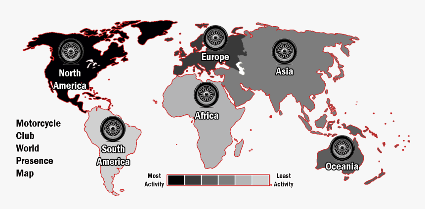 Motorcycle Club World Presence Map Copy New, HD Png Download, Free Download