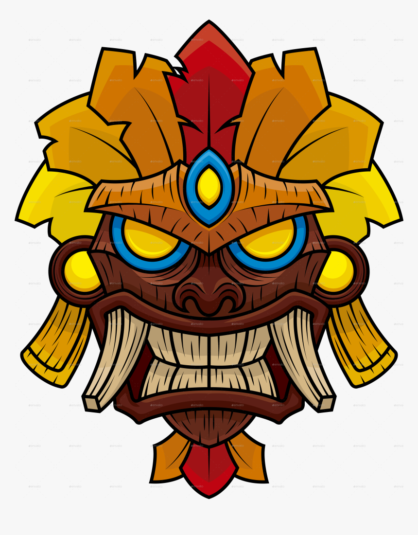 Tiki Mask Line Art, HD Png Download, Free Download