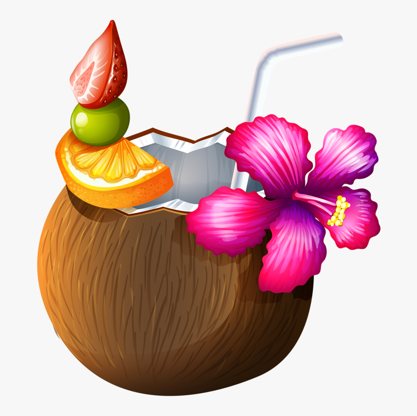 Hawaiian Clipart Mask - Coconut Drink Clipart, HD Png Download, Free Download