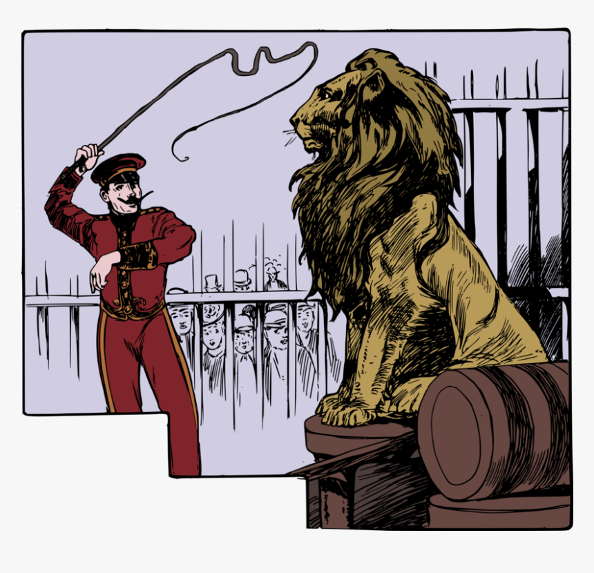 Human Behavior,art,comics - Circus Lion And Master, HD Png Download, Free Download