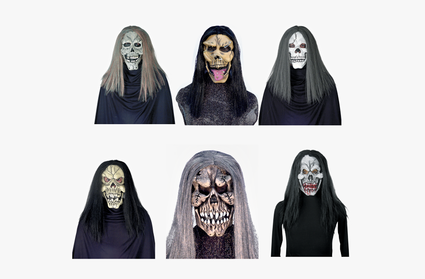 Vinyl Skull Mask With Long Hair - Mask, HD Png Download, Free Download