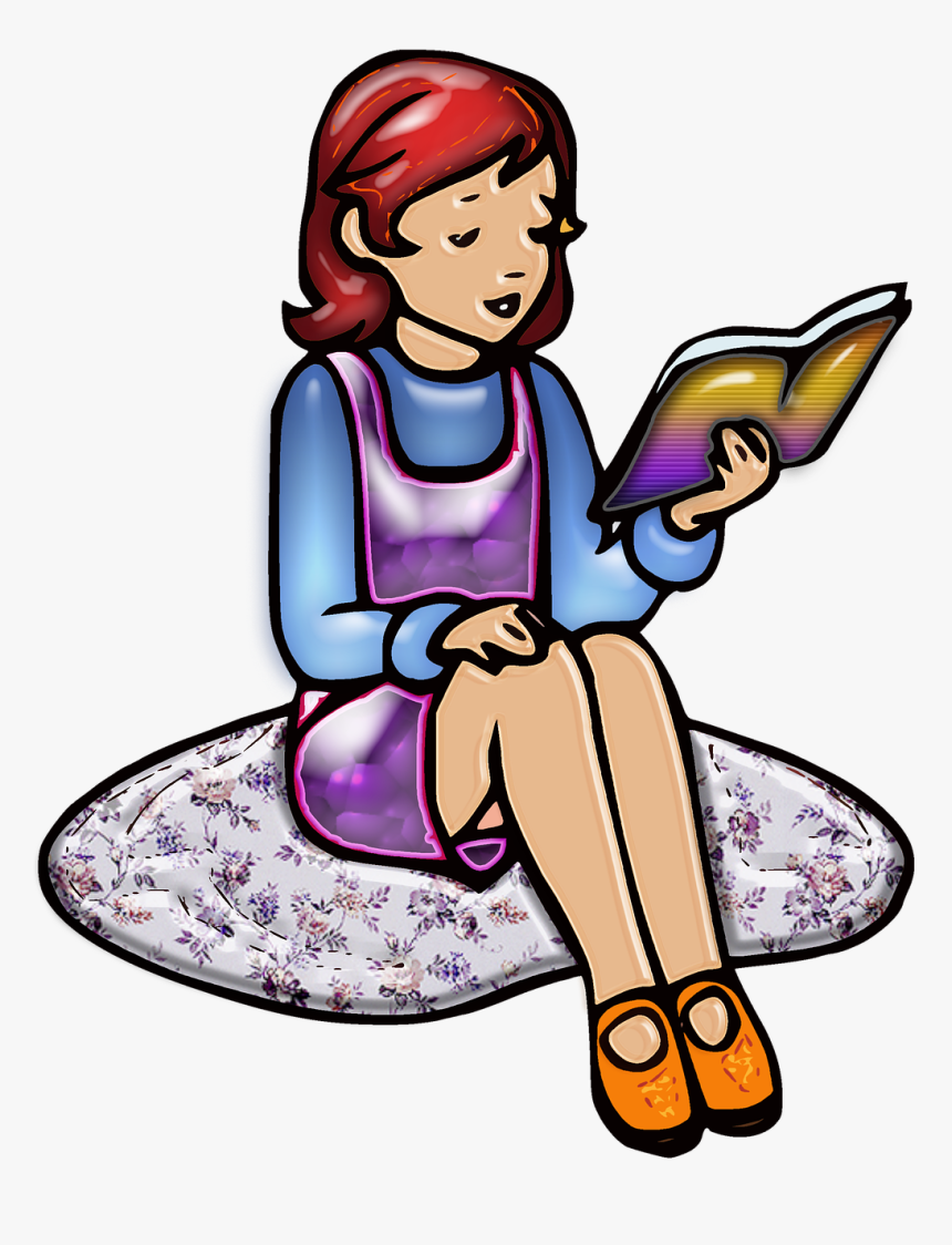 Pin Child Reading Clipart - Girl Reading Clipart Png, Transparent Png, Free Download