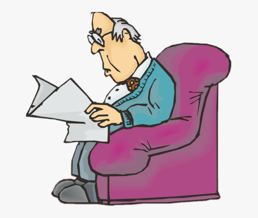 #oldman #person #newspaper #sofa #read #reading #paper - Cartoon, HD Png Download, Free Download