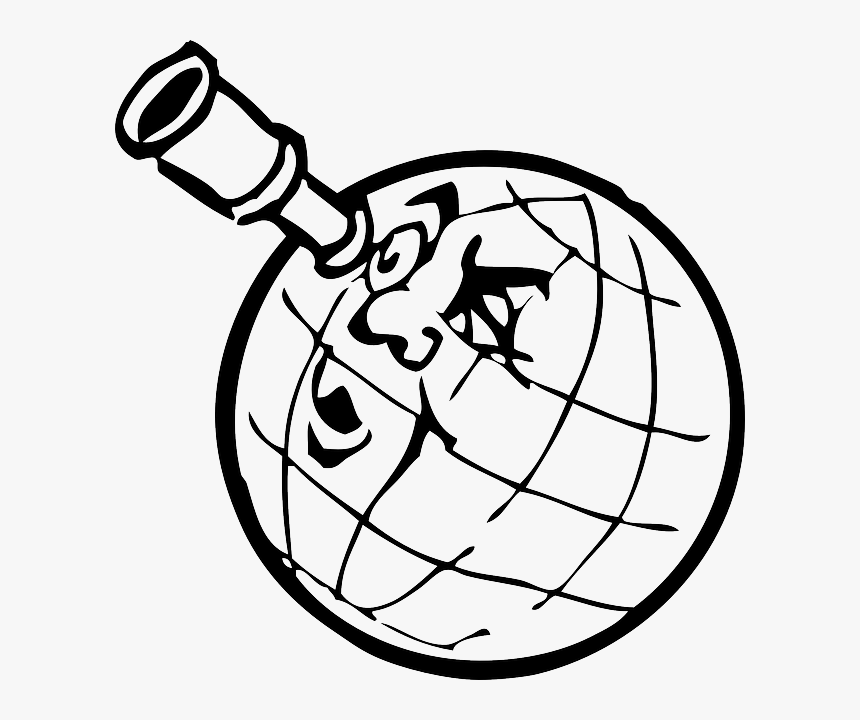 Glass, Outline, World, Planet, Spyglass, Earth, Cartoon - 4th Grade Internet Scavenger Hunt Worksheet, HD Png Download, Free Download