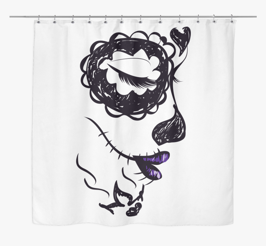 Sugar Skull Purple Lipped Lady Shower Curtain - Sugar Skull Drawings Of Day Of The Dead, HD Png Download, Free Download