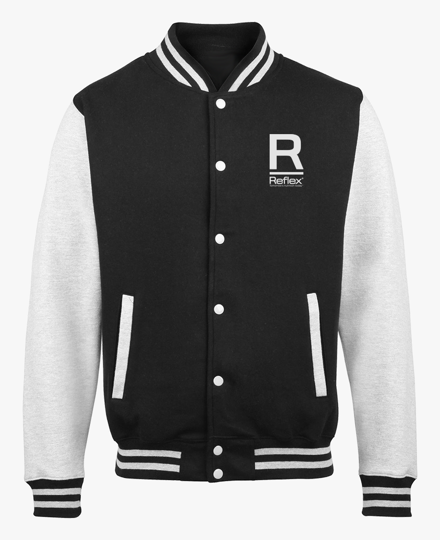 Branded Varsity Jacket With Contrast Sleeves - Real Madrid Varsity Jacket Black, HD Png Download, Free Download