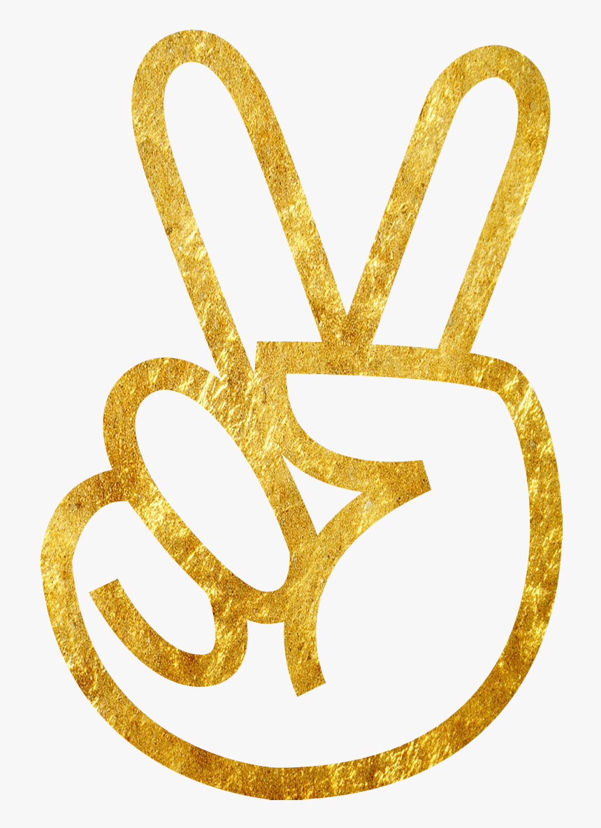 Drawn Peace Sign Hand Clipart 3 Gold - Gold Peace Sign Png, Transparent Png, Free Download