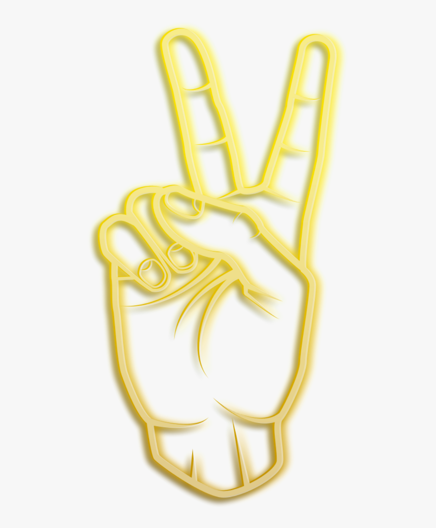 #hand #neon #yellow #peace #glow #peacestickers #freetoedit - Peace Glow, HD Png Download, Free Download