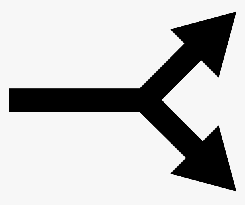 Straight Arrow With Bifurcation To Two, HD Png Download, Free Download