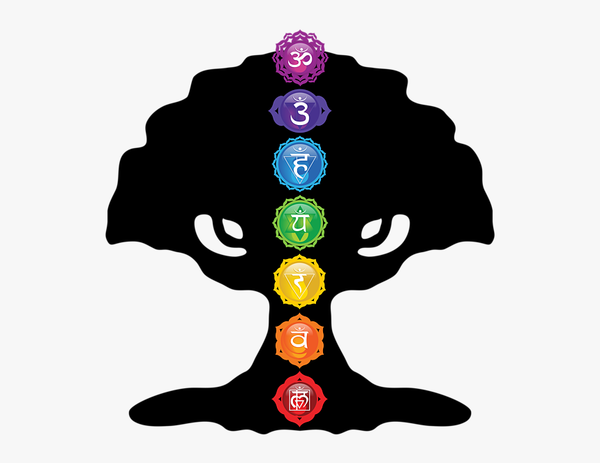 Art Tree Of Life Silhouette With Seven Chakras, HD Png Download, Free Download