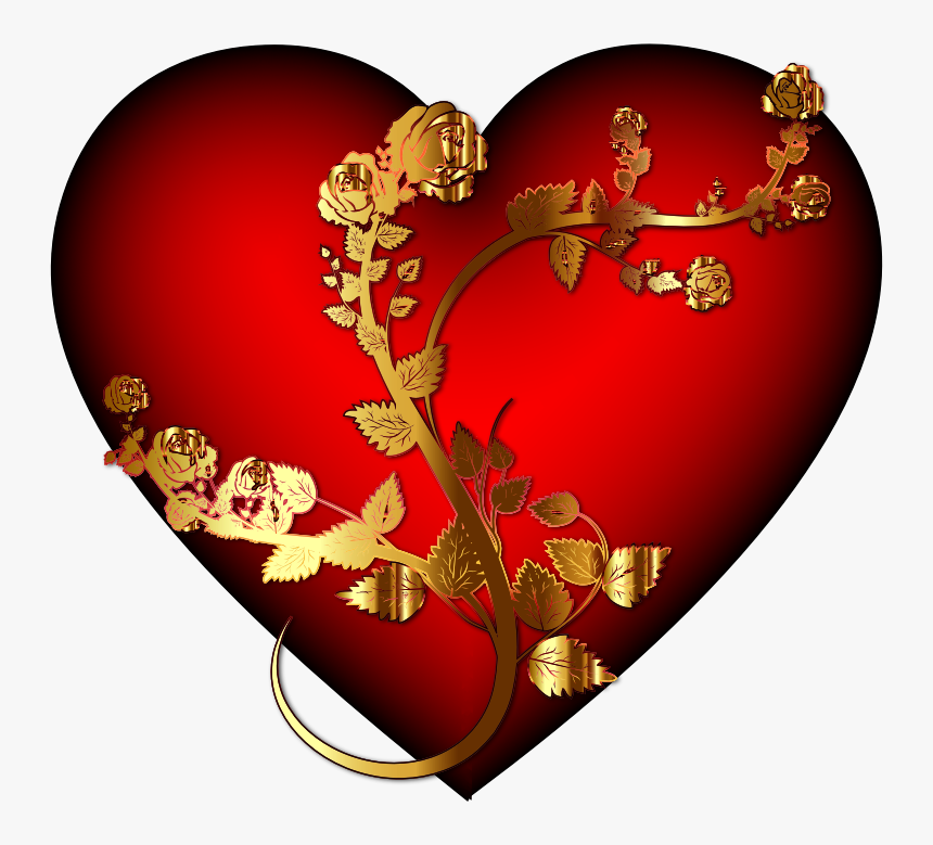 Golden Rose Heart Enhanced, HD Png Download - kindpng