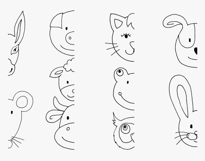 Animal, Head, Coloring Book, Donkey, Mouse, Pig, Sheep, HD Png Download, Free Download