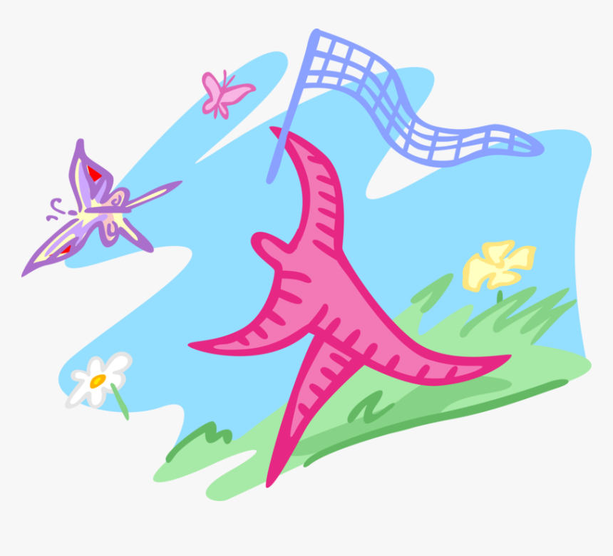 Vector Illustration Of Chasing Butterflies With Butterfly, HD Png Download, Free Download