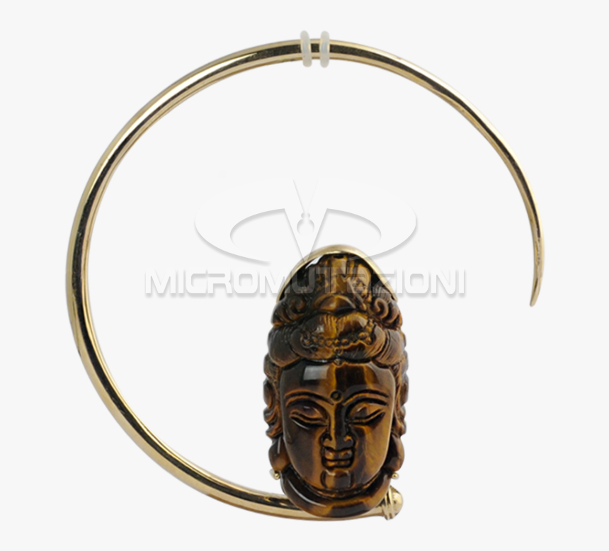 Large Brass Hoops With Tiger Eyes Shiva Mask Brass, HD Png Download, Free Download