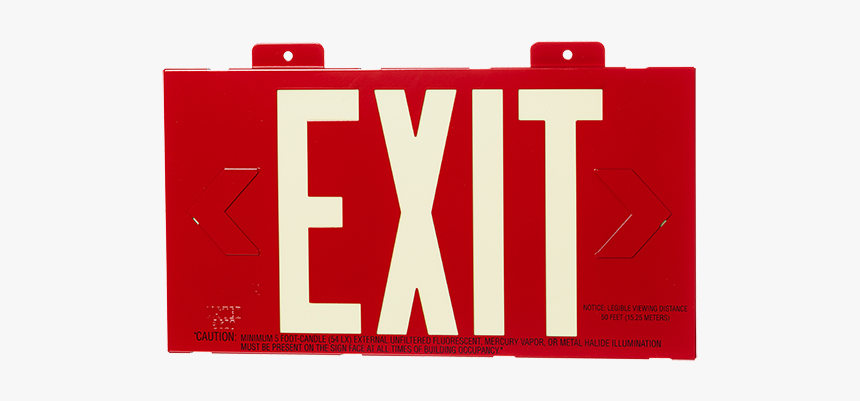 Exit Photoluminescent, Red, Metal Frame, Single Sided, HD Png Download, Free Download