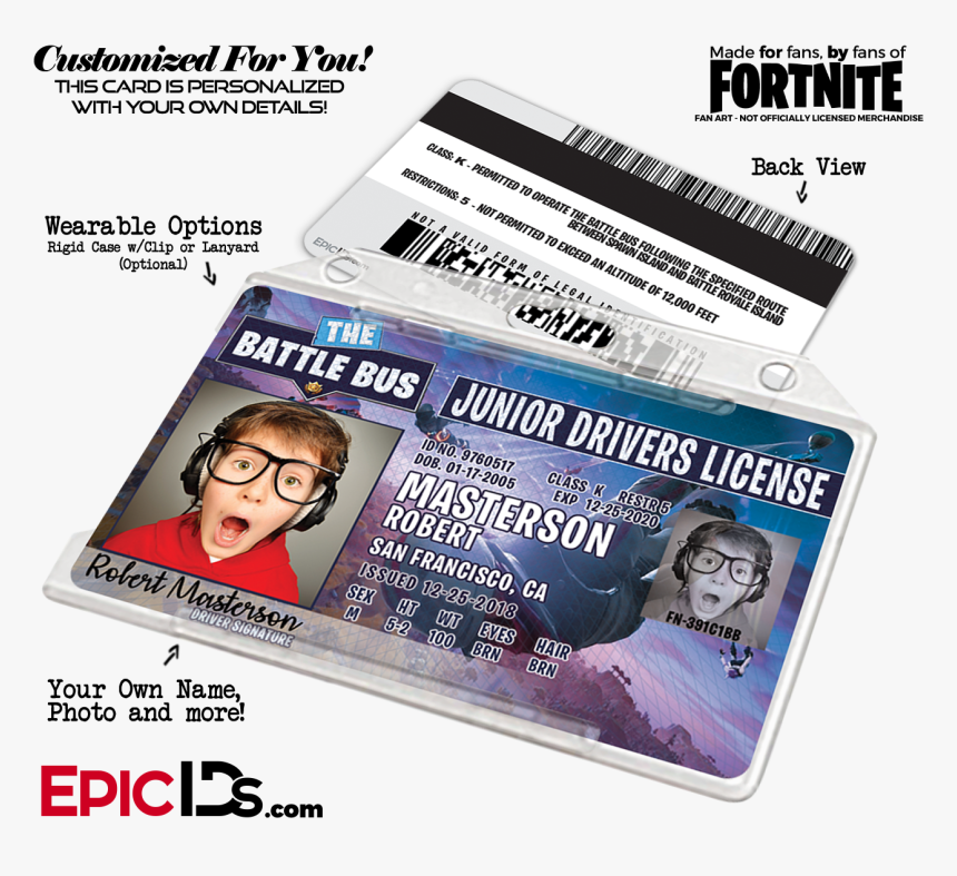 Fortnite Inspired Battle Bus Junior Drivers License, HD Png Download, Free Download