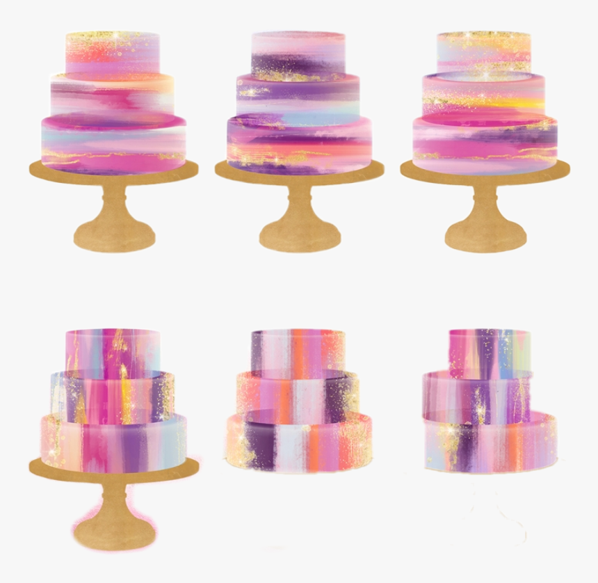 #watercolor #cake #pink #purple #gold #png, Transparent Png, Free Download