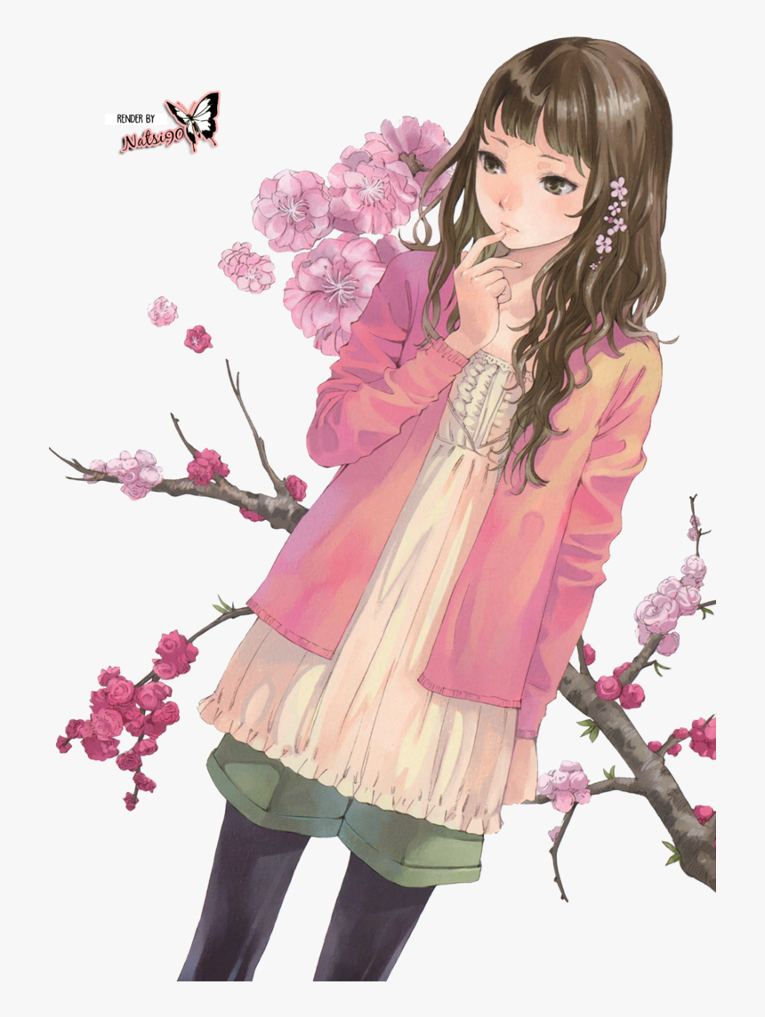 Anime Girl Render Flower, HD Png Download, Free Download