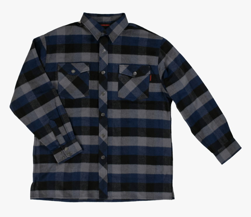 Tough Duck Flannel Overshirt Navy Plaid Front View, HD Png Download, Free Download