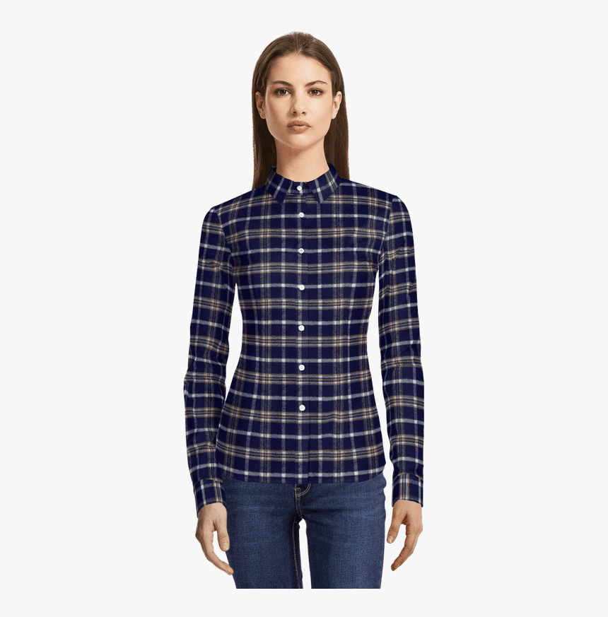 Navy Blue Plaid Flannel Shirt-view Front, HD Png Download, Free Download