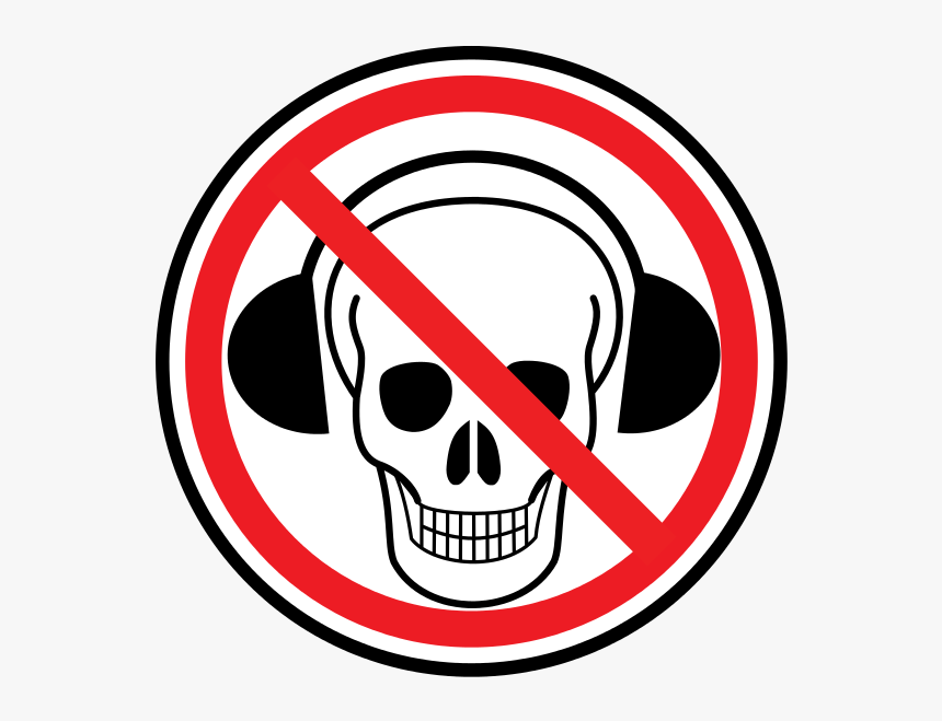 No Headphones While Crossing Sign With Skull, HD Png Download, Free Download