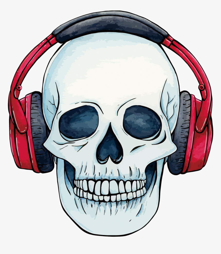 Skull With Headphones Png, Transparent Png, Free Download