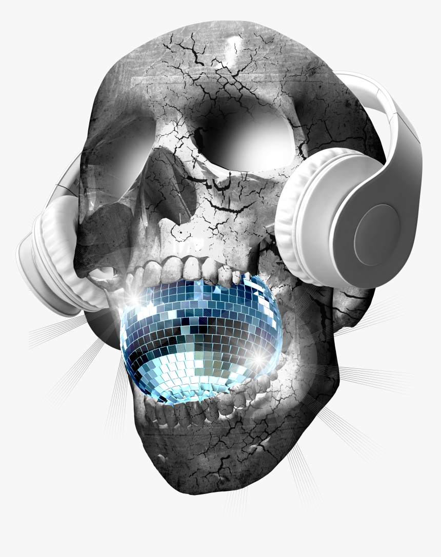 Skull With Headphones Png, Transparent Png, Free Download