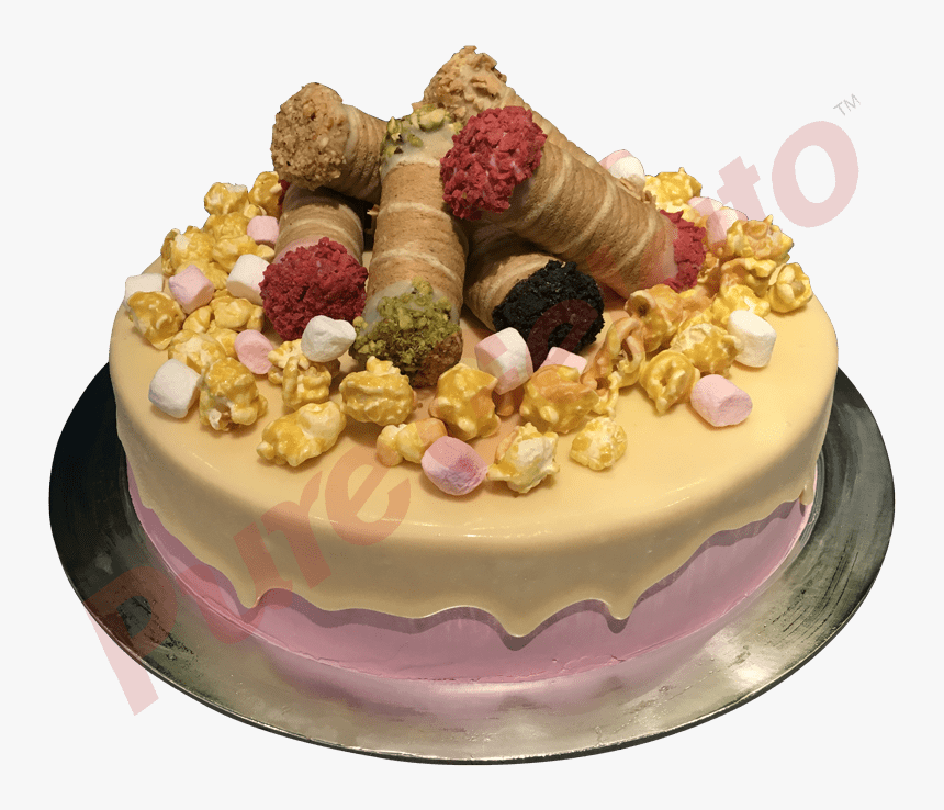 Cannoli Gelato Cake With Cluster White Choc Drip Pink, HD Png Download, Free Download