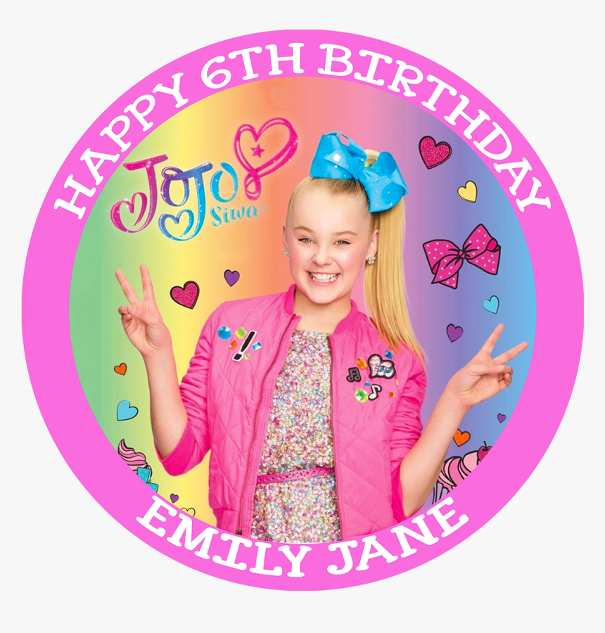 Jojo Siwa Personalised Edible Round Birthday Cake Topper, HD Png Download, Free Download