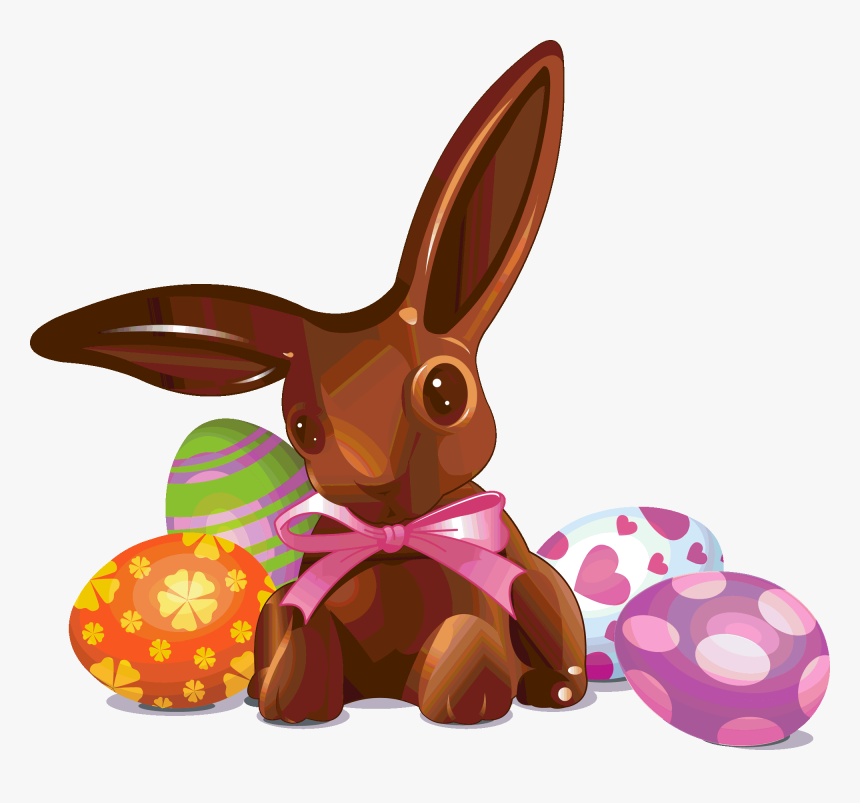 Easter-chocolate Bunny And Eggs, HD Png Download, Free Download