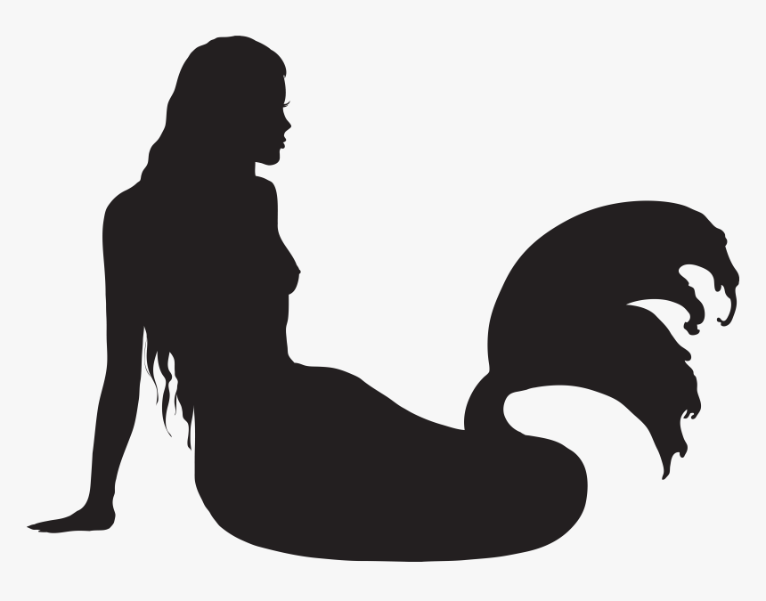 Mermaid Sitting Silhouette Png, Transparent Png, Free Download