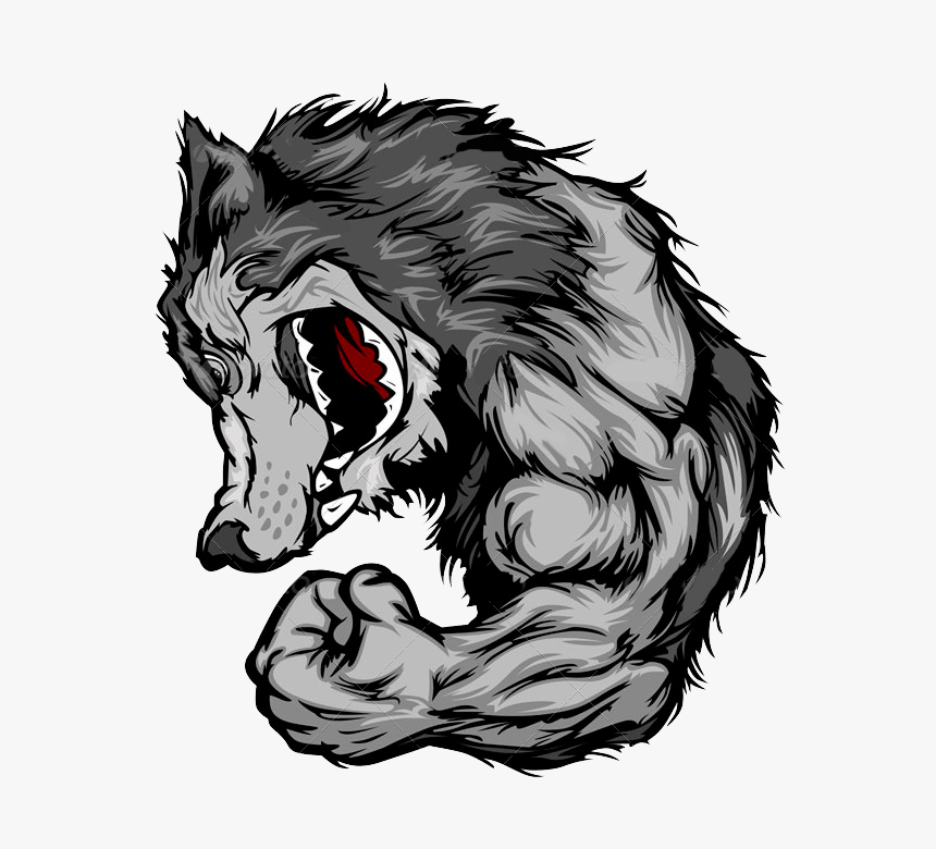 Wolf Mascot Flexing Arm , Png Download, Transparent Png, Free Download