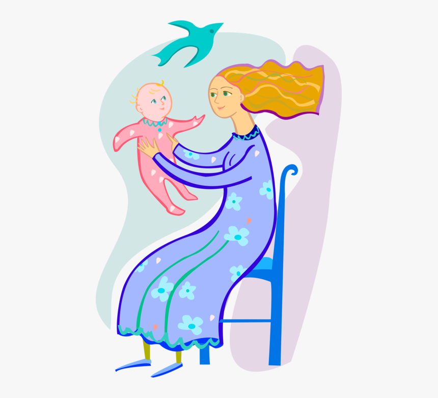 Vector Illustration Of Loving Parent Mother With Newborn, HD Png Download, Free Download