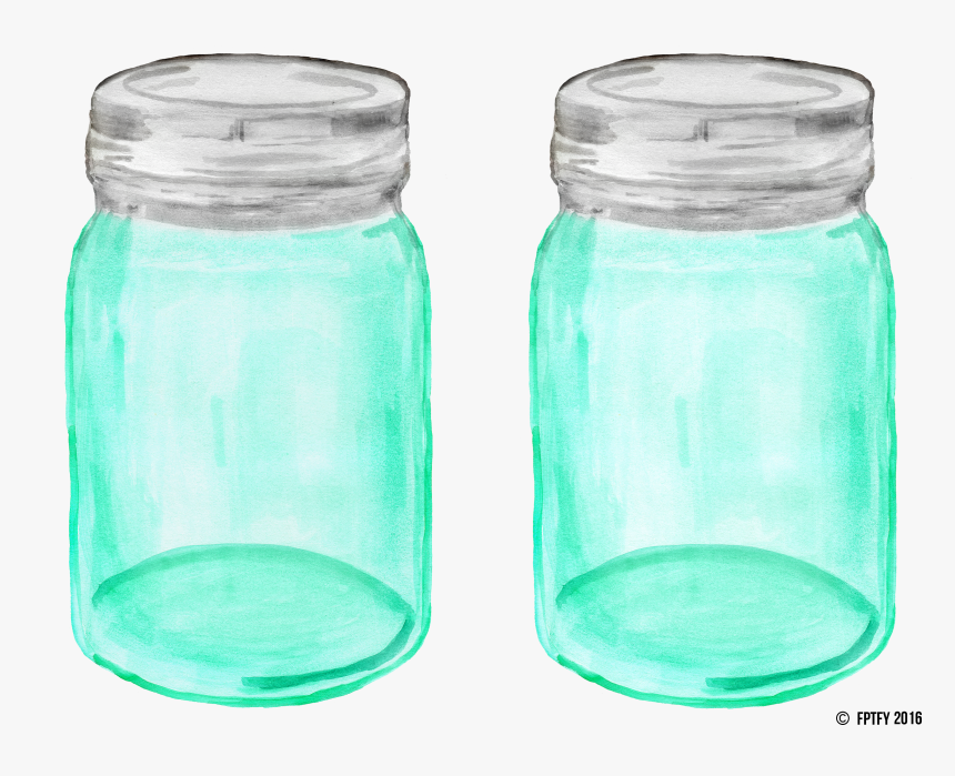 Mason Jar Outline Png -mason Jar Clipart Teal, Transparent Png, Free Download