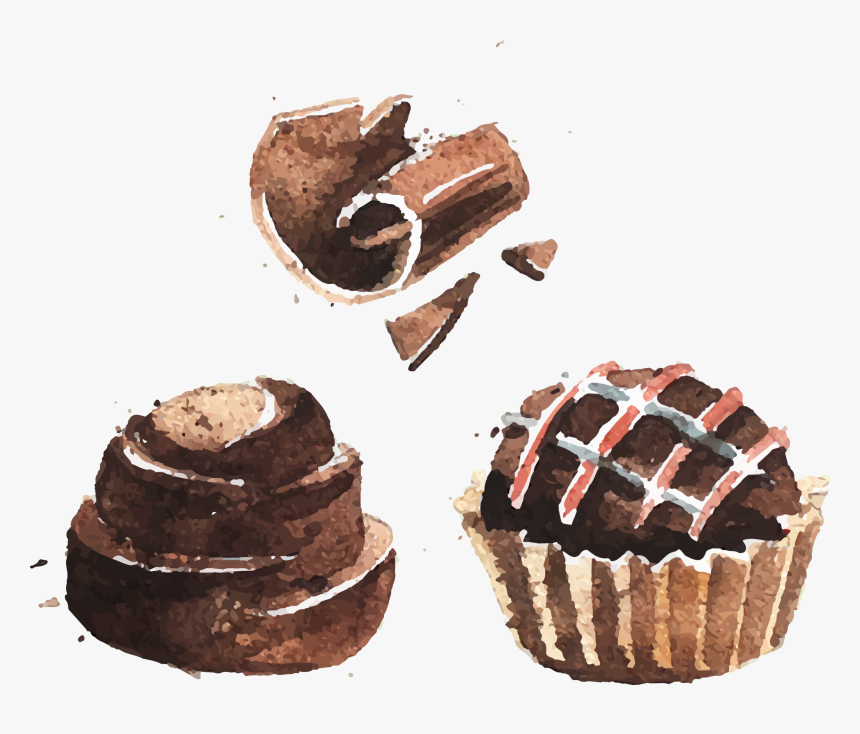 Chocolate Cake Bonbon Brigadeiro Watercolor Painting, HD Png Download, Free Download