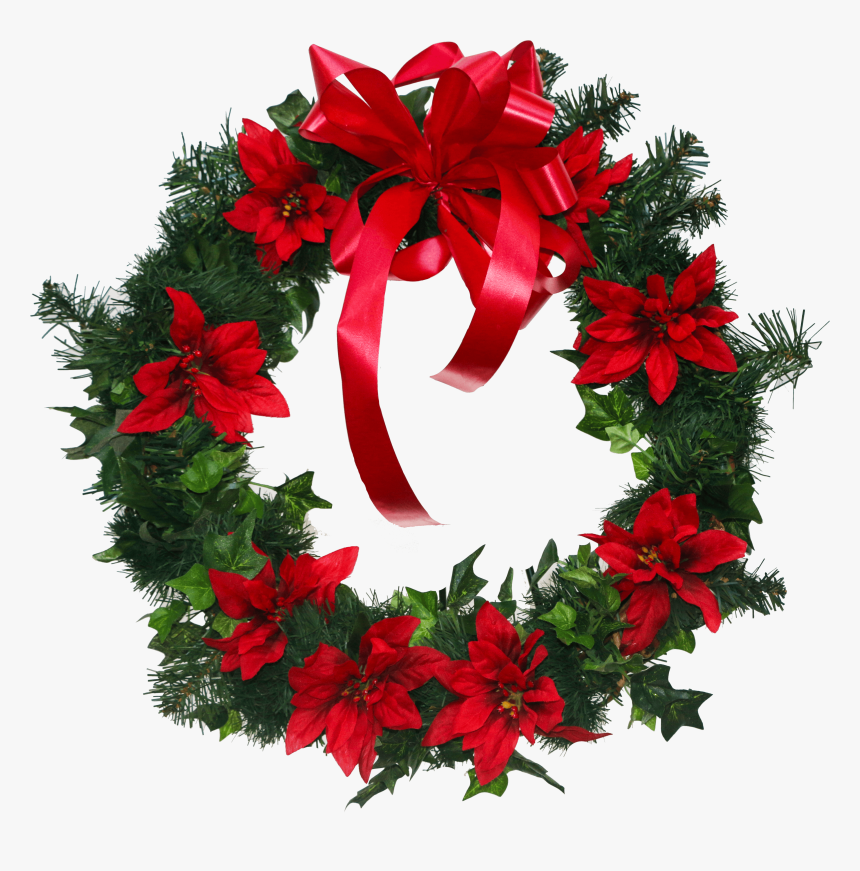 Wreath Poinsettia Cut Flowers Christmas, HD Png Download, Free Download