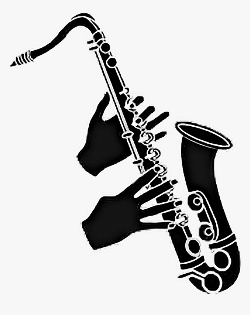 #saxophone #blackandwhite #silhouette #play #hands, HD Png Download, Free Download