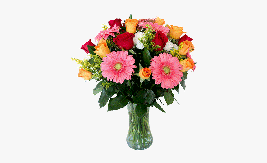 Florero Surtido Con Rosas Y Gerberas Florero Surtido, HD Png Download, Free Download